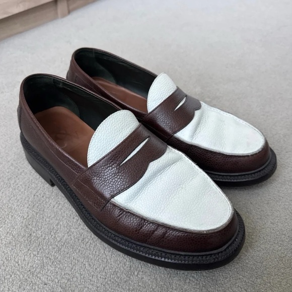 Blackstock & Weber Ellis Penny Loafer Men’s 11 Chocolate White Slip On Shoes - Picture 2 of 6
